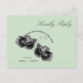 Elegante zwarte salie Waterverf vis bruiloft Briefkaart (Voorkant)