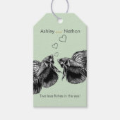 Elegante zwarte salie Waterverf vis bruiloft Cadeaulabel (Voorkant)