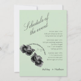 Elegante zwarte salie Waterverf vis bruiloft Kaart