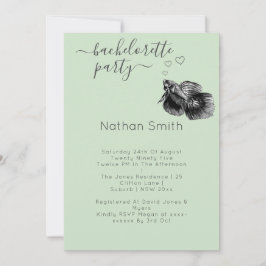 Elegante zwarte salie Waterverf vis bruiloft Kaart