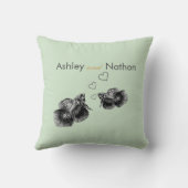 Elegante zwarte salie Waterverf vis bruiloft Kussen (Achterkant)