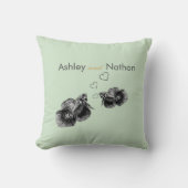 Elegante zwarte salie Waterverf vis bruiloft Kussen (Voorkant)