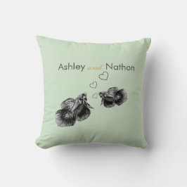 Elegante zwarte salie Waterverf vis bruiloft Kussen