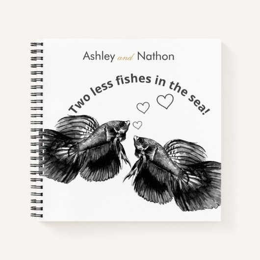 Elegante zwarte salie Waterverf vis bruiloft Notitieboek (Voorkant)