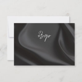 Elegante zwarte satijnen RSVP met maaltijdkeuzes Kaartje