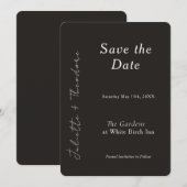 Elegante Zwarte Save the Date (Voorkant / Achterkant)
