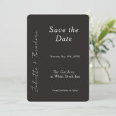 Elegante Zwarte Save the Date (Staand voorkant)