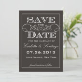 Elegante Zwarte Save the Date Aankondiging (Staand voorkant)