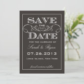 Elegante zwarte Save the Date-aankondiging Date (Staand voorkant)