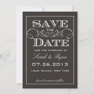 Elegante zwarte save-the-date-aankondiging save the date