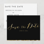 Elegante zwarte Save The Date-ansichtkaarten Aankondigingskaart (Voorkant / Achterkant)