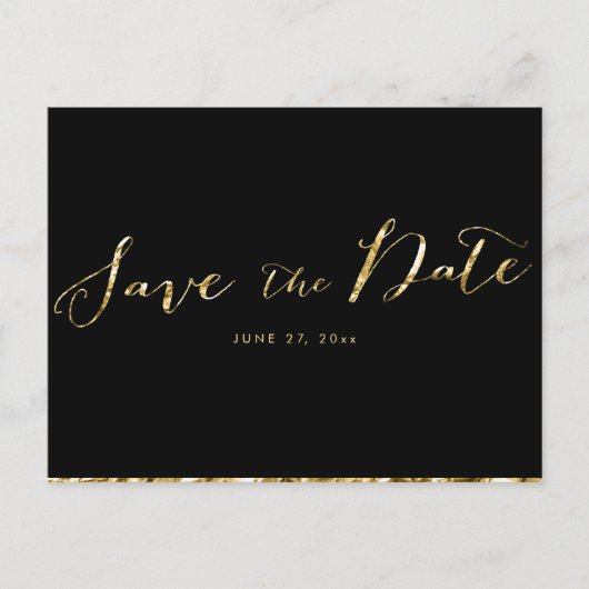Elegante zwarte Save The Date-ansichtkaarten Aankondigingskaart (Voorkant)