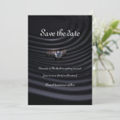 Elegante zwarte Save the Date kaart (Staand voorkant)