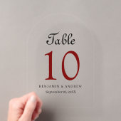Elegante Zwarte Script Acryl Boog Tafelnummer (Insitu (Draagbaar))
