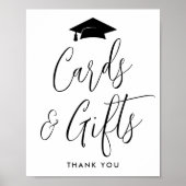 Elegante zwarte script afstudeerkaarten en -cadeau poster (Voorkant)