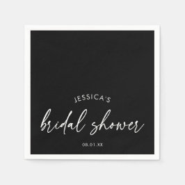 Elegante Zwarte Script Bruidsdouche Servet