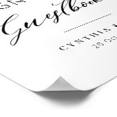 Elegante zwarte script bruiloft gast boek poster (Hoek)