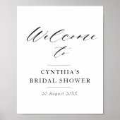 elegante zwarte script bruiloftsshower welkomstbor poster (Voorkant)