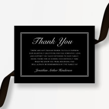 Elegante Zwarte Script Condoleance Funeral