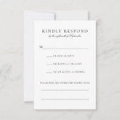 Elegante zwarte script dieet beperkingen bruiloft RSVP kaartje (Voorkant)