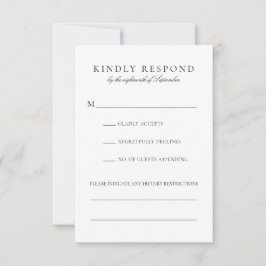 Elegante zwarte script dieet beperkingen bruiloft RSVP kaartje