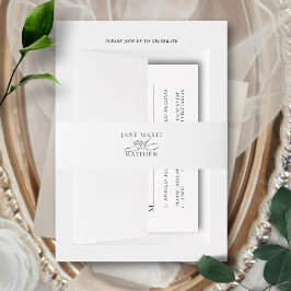 Elegante Zwarte Script Eenvoudige Minimalistische Uitnodigingen Wikkel
