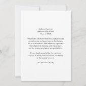 Elegante Zwarte Script Foto Afstudeerkaart Aankondiging (Achterkant)