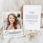 Elegante Zwarte Script Foto Afstudeerkaart Aankondiging