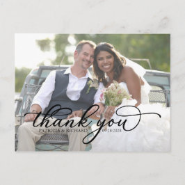 Elegante Zwarte Script Foto Bedankt Briefkaart