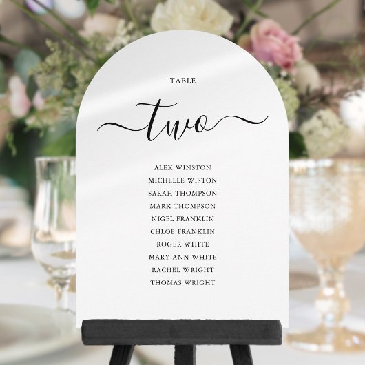 Elegante Zwarte Script Gebogen Tafel Stoelen Chart Kaart