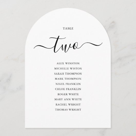 Elegante zwarte script gebogen tafel zithart kaart (Achterkant)