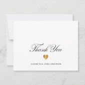 Elegante zwarte script gepersonaliseerd trouwmonog bedankkaart (Voorkant)