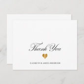 Elegante zwarte script gepersonaliseerd trouwmonog bedankkaart (Voorkant / Achterkant)