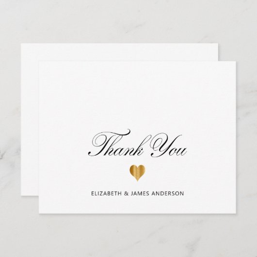 Elegante zwarte script gepersonaliseerd trouwmonog bedankkaart (Voorkant / Achterkant)