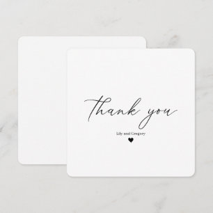 Elegante Zwarte Script Hart Dank Je Bedankkaart