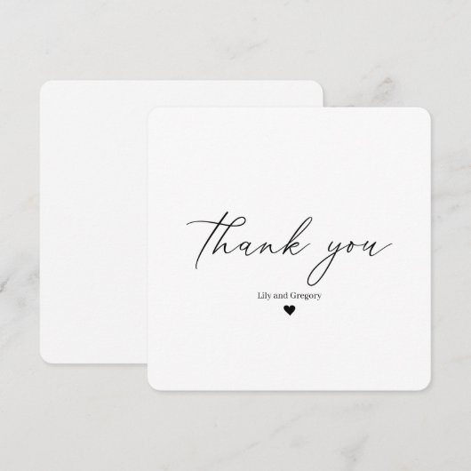Elegante Zwarte Script Hart Dank Je Bedankkaart (Voorkant / Achterkant)