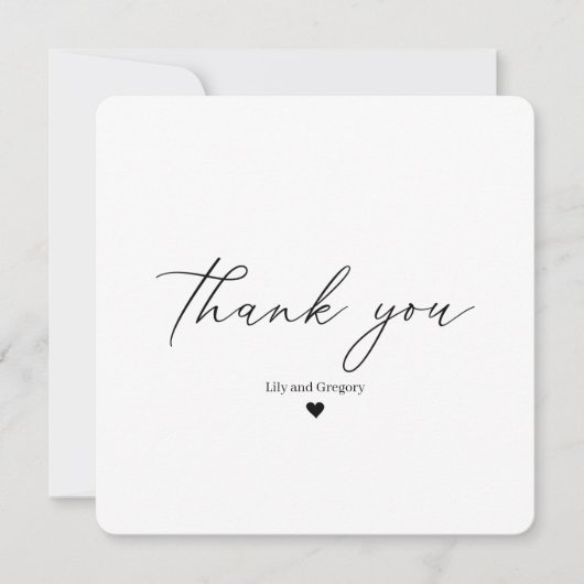 Elegante Zwarte Script Hart Dank Je Bedankkaart (Voorkant)