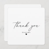 Elegante Zwarte Script Hart Dank Je Wel Bedankkaart (Voorkant / Achterkant)