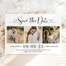 Elegante Zwarte Script Hart Foto Collage Trouwen