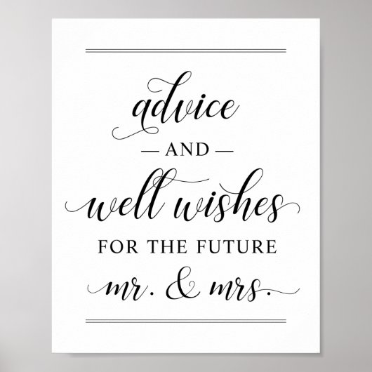 Elegante Zwarte Script Huwelijkswensen Poster (Voorkant)