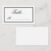 Elegante zwarte script kalligrafie op witte bruilo plaatskaartje (Voorkant / Achterkant)