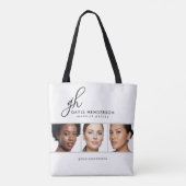 Elegante Zwarte Script Logo Foto Make-up Studio Tote Bag (Achterkant)