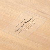 Elegante zwarte script minimale formele bruiloft acryl uitnodigingen (Laagn)