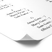 Elegante zwarte script minimale trouwstoelindeling poster (Hoek)