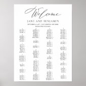 Elegante zwarte script minimale trouwstoelindeling poster (Voorkant)