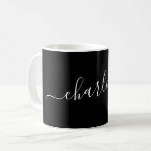 Elegante Zwarte Script Moderne Naam Persoonlijk Koffiemok