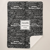 Elegante Zwarte Script Moederdag Gepersonaliseerd Sherpa Deken (Voorkant)