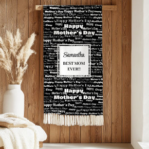 Elegante Zwarte Script Moederdag Gepersonaliseerd Sherpa Deken