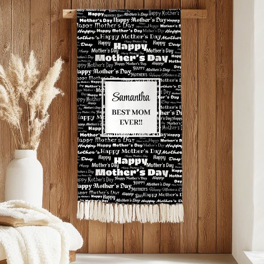 Elegante Zwarte Script Moederdag Gepersonaliseerd Sherpa Deken