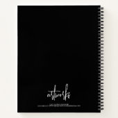Elegante zwarte script naam kunstwerk schetsboek notitieboek (Achterkant)